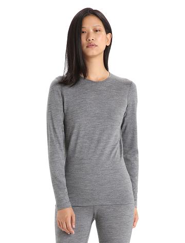Dámské Base Layers Icebreaker Merino 200 Oasis Long Sleeve Crewe Thermal Top Šedé | CZ 1017DFMN